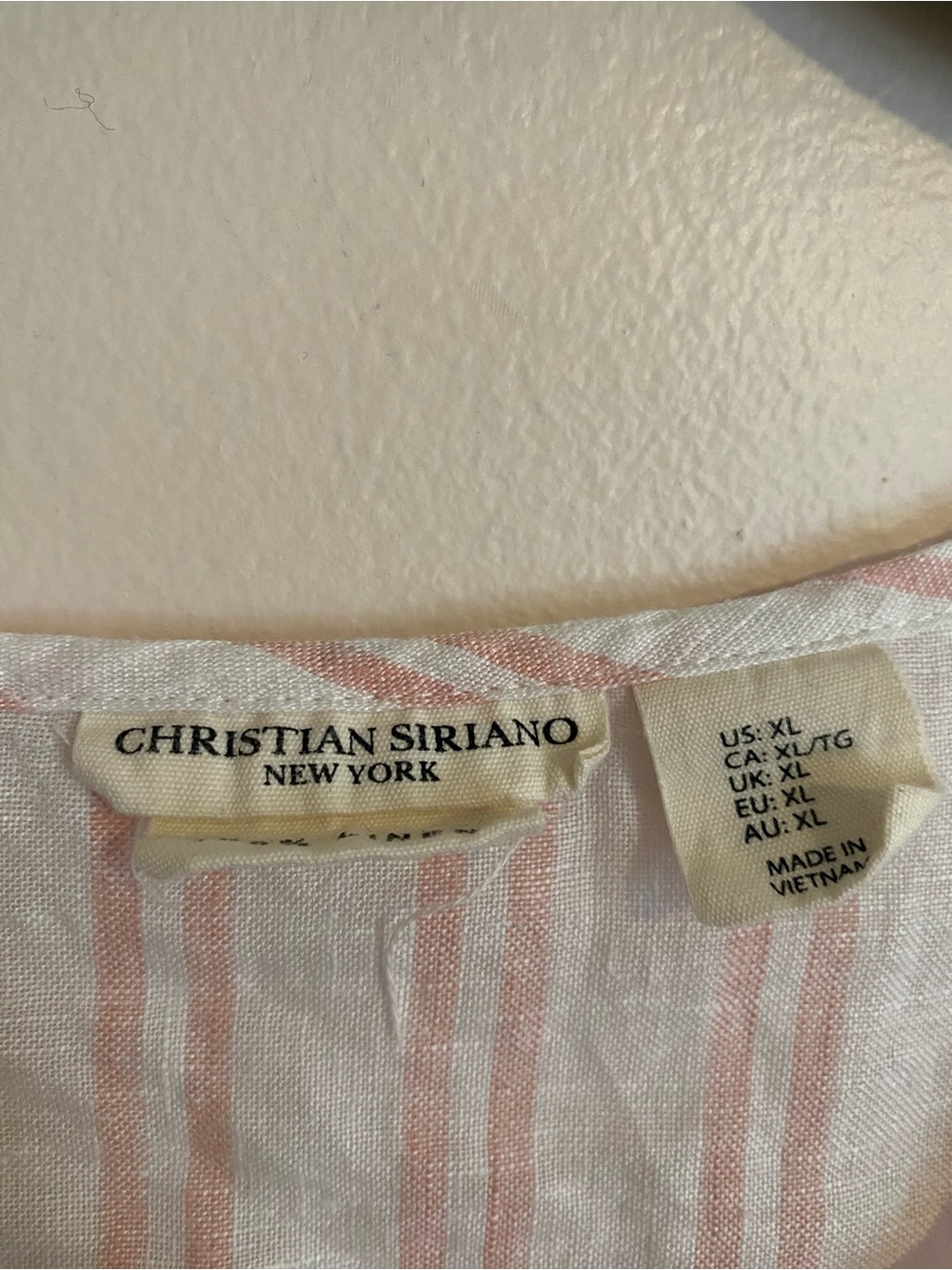 Christian Soriano Light Pink Striped Linen Blend Short Sleeve Top - Picture 2 of 6